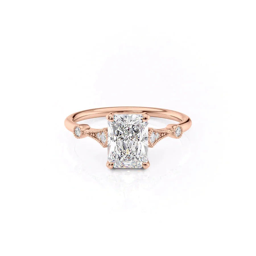The Amber Set With A 1.5 Carat Radiant Lab Diamond