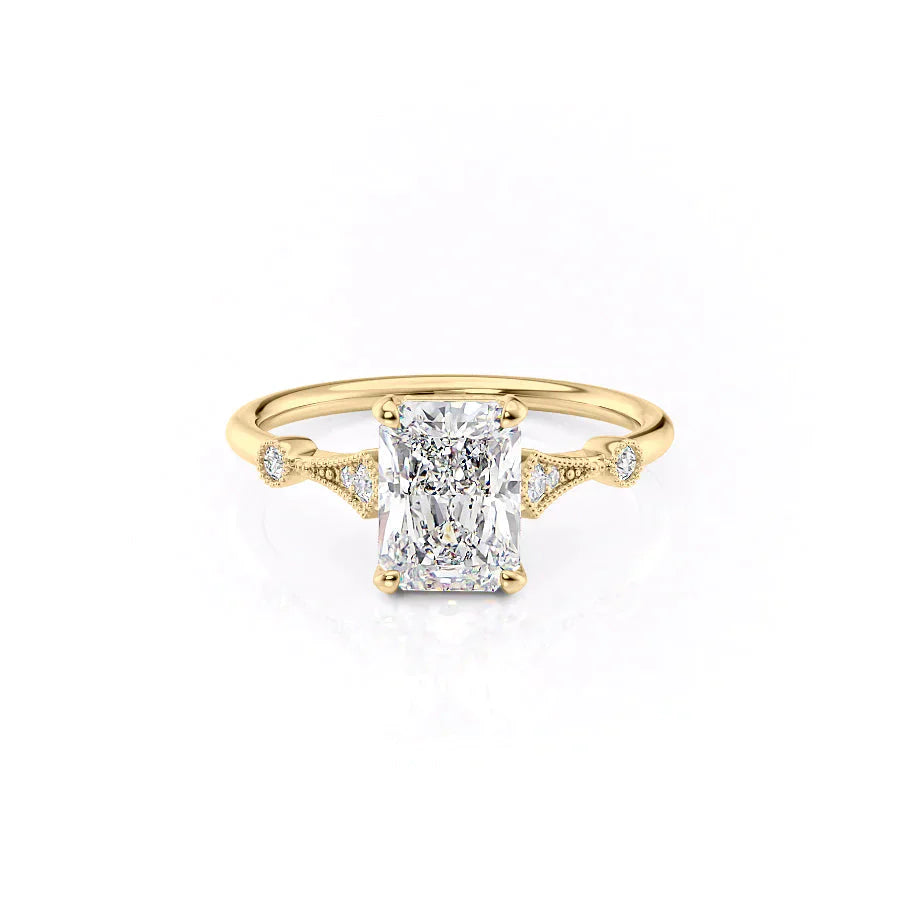 The Amber Set With A 3 Carat Radiant Lab Diamond