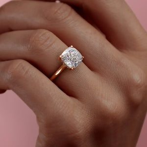 The Natalie Set With A 2.5 Carat Cushion Lab Diamond