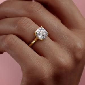 The Natalie Set With A 2.5 Carat Cushion Lab Diamond