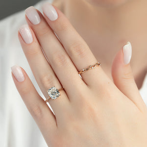 The Natalie Set With A Elongated Cushion Moissanite