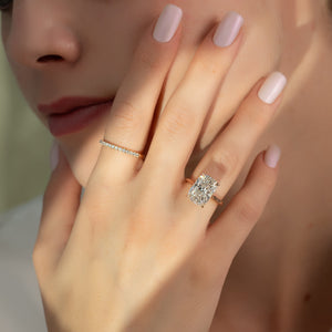 The Natalie Set With A 2 Carat Elongated Cushion Lab Diamond