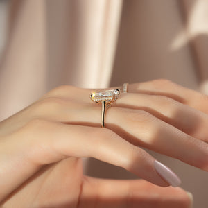 The Natalie Set With A 2 Carat Elongated Cushion Lab Diamond