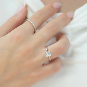 The Natalie Set With A 2 Carat Elongated Cushion Lab Diamond