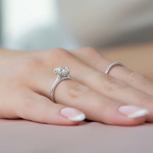 The Natalie Set With A 2 Carat Elongated Cushion Lab Diamond