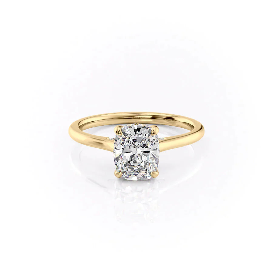 The Natalie Set With A 2.5 Carat Elongated Cushion Moissanite