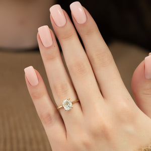 The Natalie Set With A 1 Carat Elongated Cushion Lab Diamond