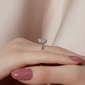 The Natalie Set With A 1 Carat Elongated Cushion Lab Diamond