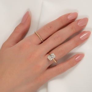 The Natalie Set With A 1 Carat Elongated Cushion Lab Diamond