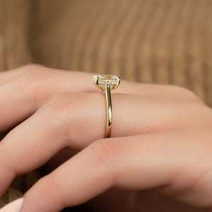 The Natalie Set With A 1 Carat Elongated Cushion Lab Diamond