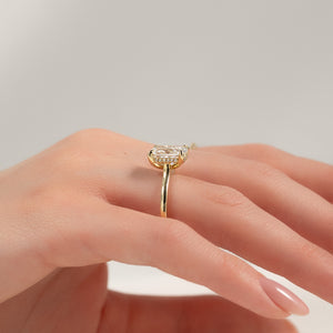 The Natalie Set With A 1 Carat Elongated Cushion Lab Diamond
