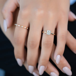 The Natalie Set With A 1 Carat Elongated Cushion Lab Diamond