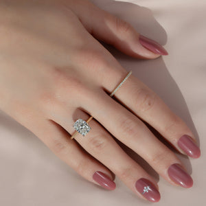 The Natalie Set With A 1 Carat Elongated Cushion Lab Diamond