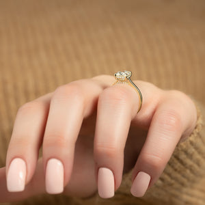 The Natalie Set With A 1 Carat Elongated Cushion Lab Diamond