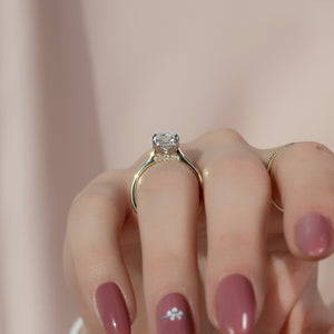 The Natalie Set With A 1 Carat Elongated Cushion Lab Diamond