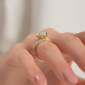 The Natalie Set With A 1 Carat Elongated Cushion Lab Diamond