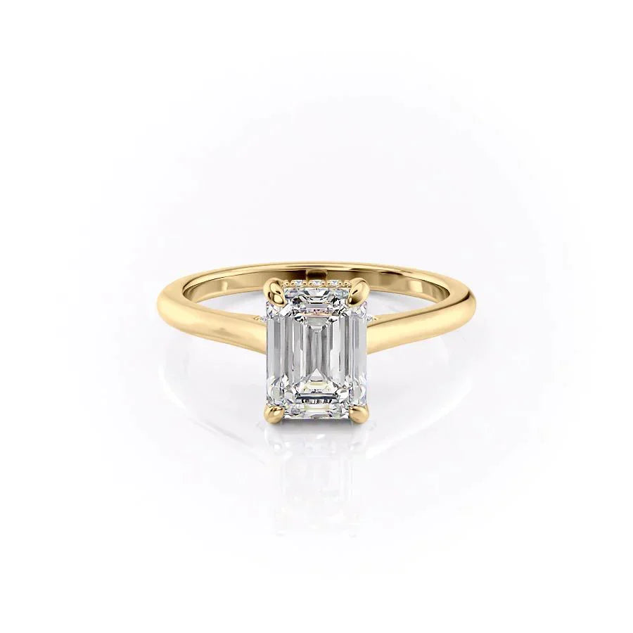 The Natalie Set With A 2.5 Carat Emerald Moissanite