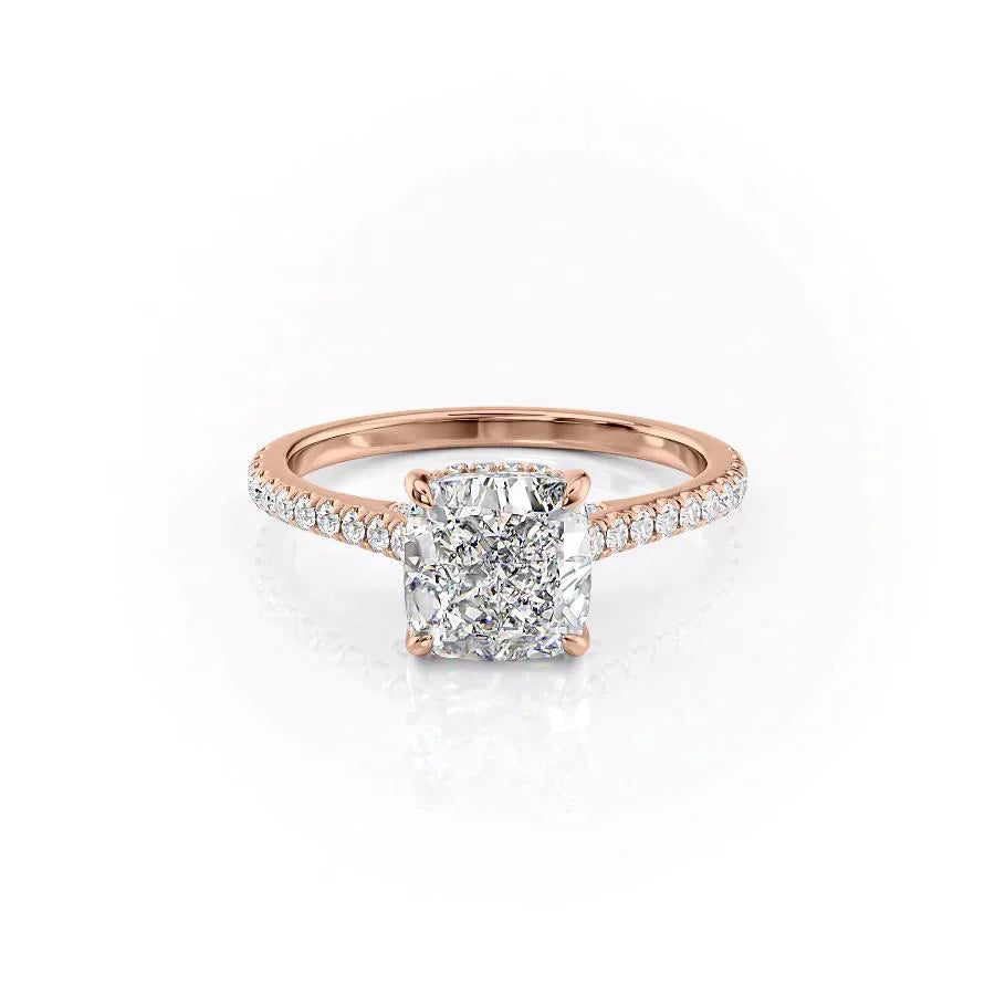 The Pave Natalie Set With A 2.5 Carat Cushion Lab Diamond