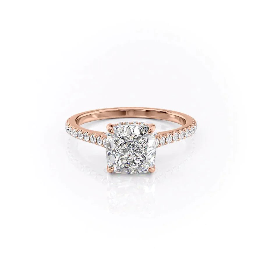 The Pave Natalie Set With A 2 Carat Cushion Lab Diamond