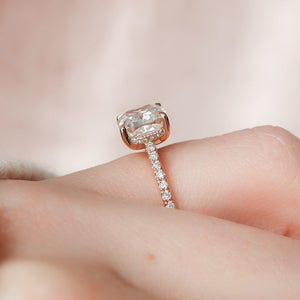 The Pave Natalie Set With A 1.5 Carat Cushion Lab Diamond