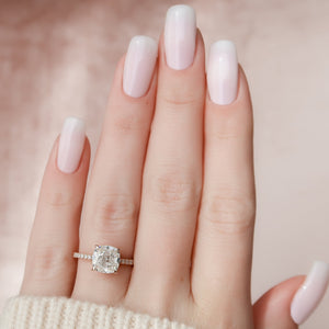 The Pave Natalie Set With A 1.5 Carat Cushion Lab Diamond
