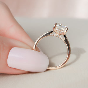 The Pave Natalie Set With A 1.5 Carat Cushion Lab Diamond