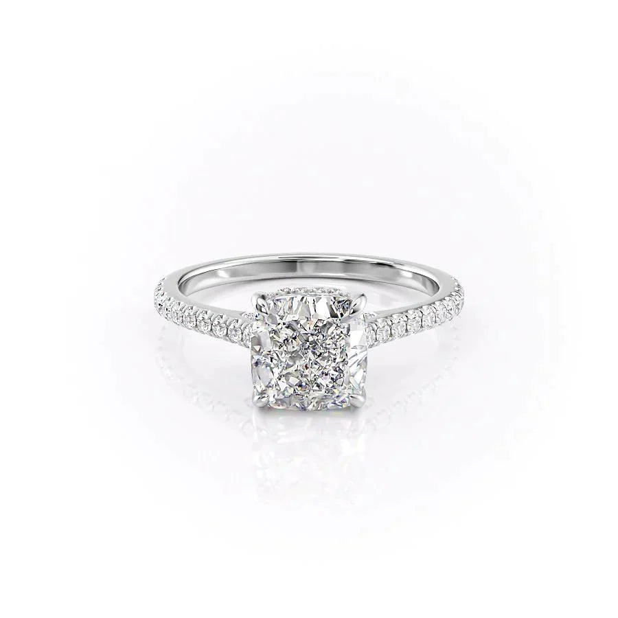 The Pave Natalie Set With A 1 Carat Cushion Lab Diamond