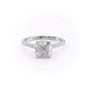The Pave Natalie Set With A 1 Carat Cushion Lab Diamond