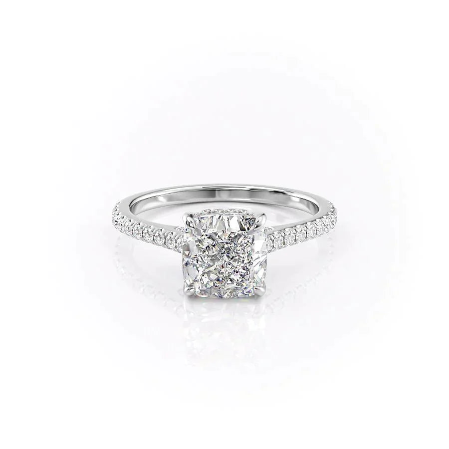 The Pave Natalie Set With A 3 Carat Cushion Lab Diamond