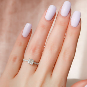 The Pave Natalie Set With A 3 Carat Cushion Lab Diamond