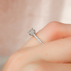 The Pave Natalie Set With A 3 Carat Cushion Lab Diamond