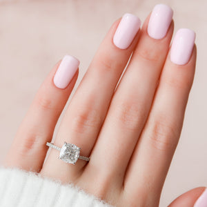 The Pave Natalie Set With A 3 Carat Cushion Lab Diamond