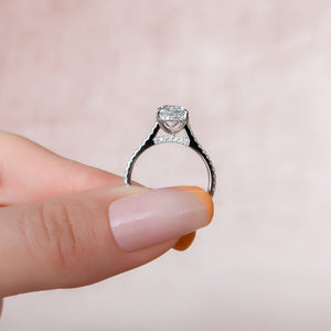 The Pave Natalie Set With A Cushion Moissanite
