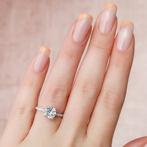 The Pave Natalie Set With A 3 Carat Cushion Lab Diamond