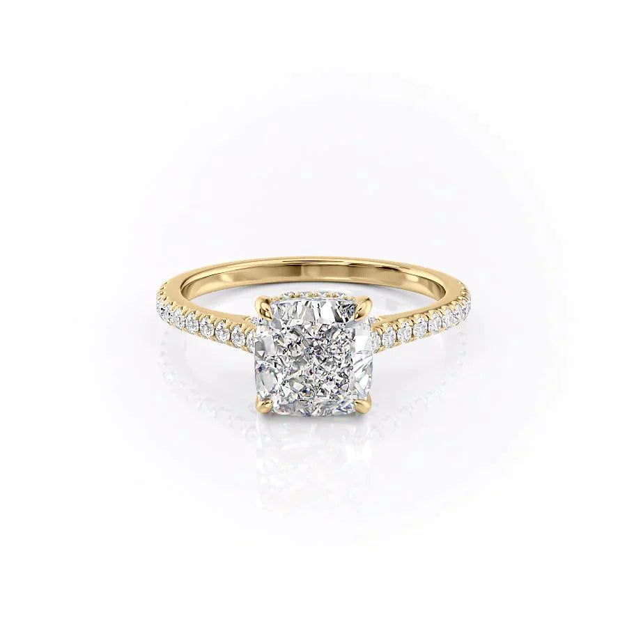 The Pave Natalie Set With A 1 Carat Cushion Lab Diamond