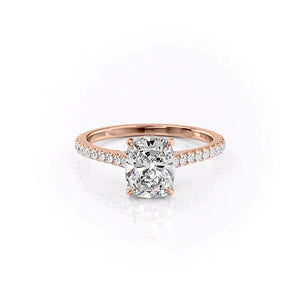 The Pave Natalie Set With A 1.5 Carat Elongated Cushion Lab Diamond