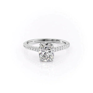 The Pave Natalie Set With A 2.5 Carat Elongated Cushion Lab Diamond