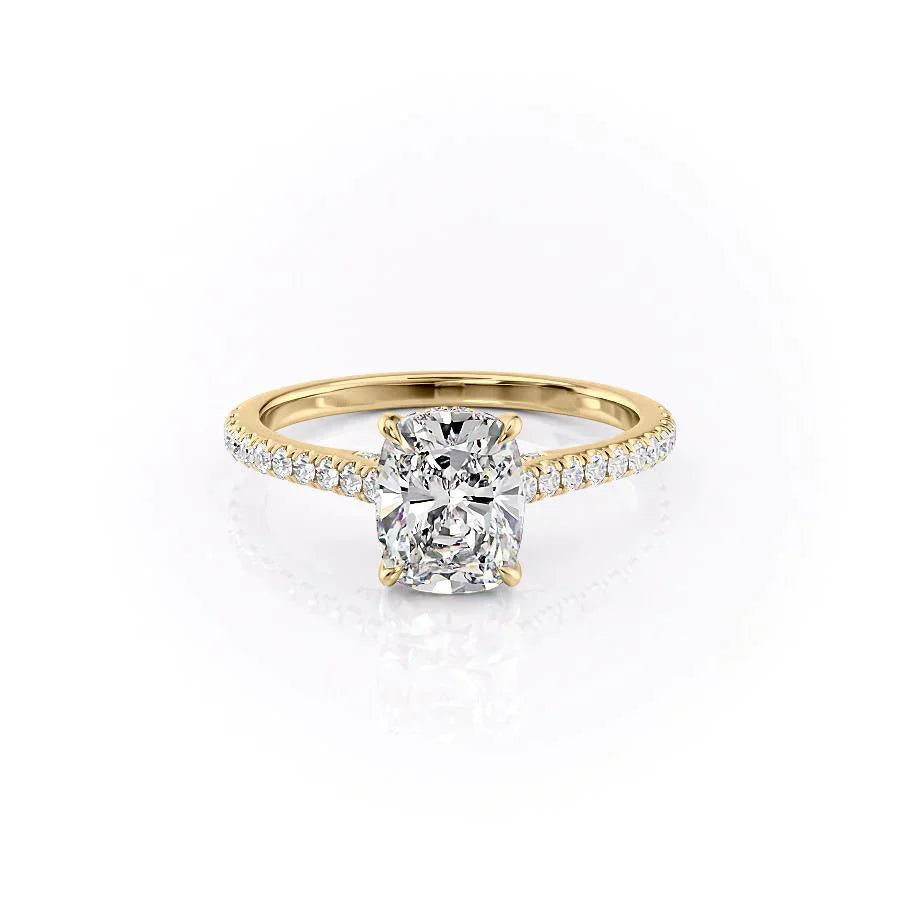 The Pave Natalie Set With A 1 Carat Elongated Cushion Lab Diamond