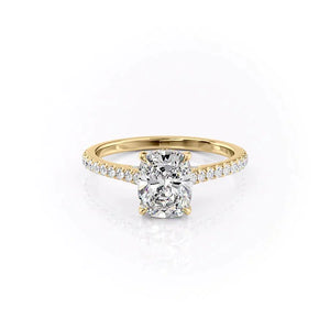 The Pave Natalie Set With A 2.5 Carat Elongated Cushion Moissanite