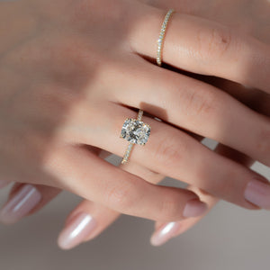 The Pave Natalie Set With A 2.5 Carat Elongated Cushion Lab Diamond