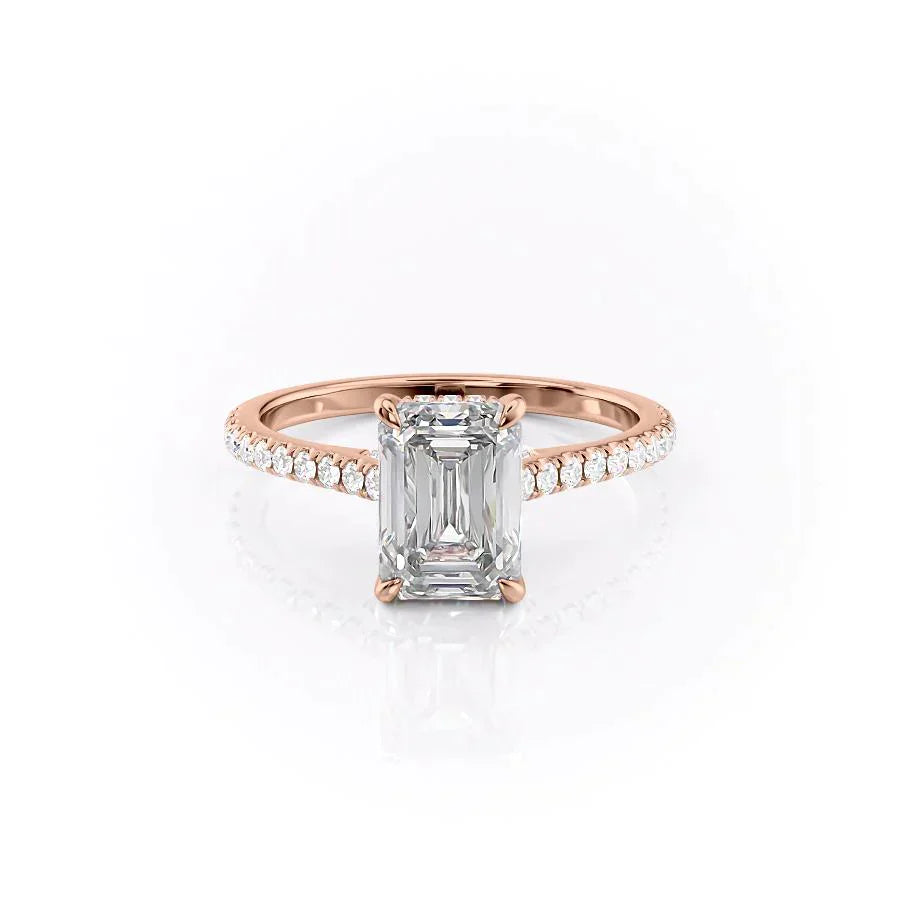 The Pave Natalie Set With A 2 Carat Emerald Lab Diamond