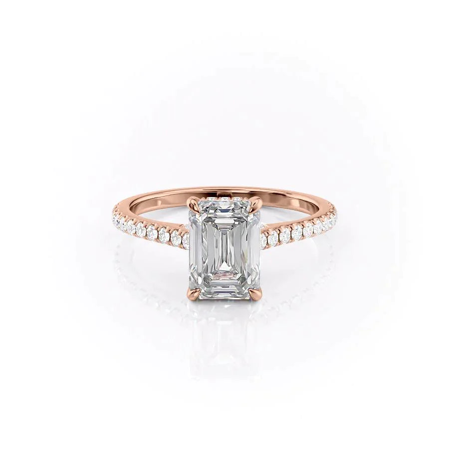 The Pave Natalie Set With A 1 Carat Emerald Lab Diamond