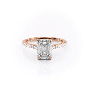 The Pave Natalie Set With A 1.5 Carat Emerald Moissanite