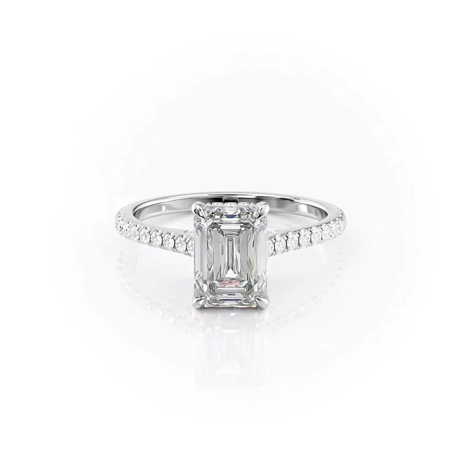 The Pave Natalie Set With A 1.5 Carat Emerald Moissanite