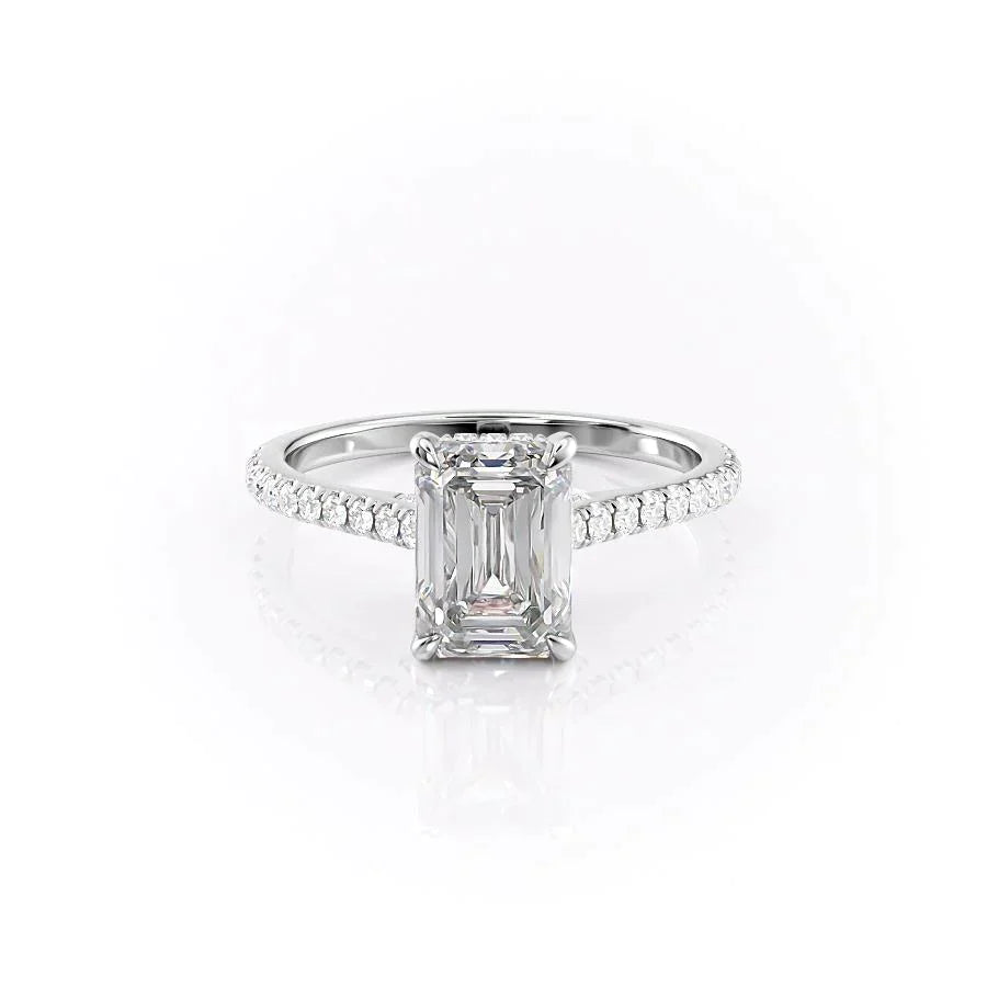 The Pave Natalie Set With A 1 Carat Emerald Lab Diamond