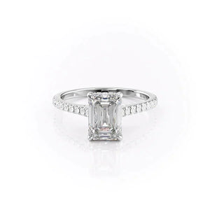 The Pave Natalie Set With A 2.5 Carat Emerald Lab Diamond