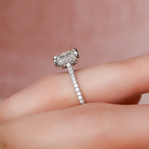 The Pave Natalie Set With A 2 Carat Emerald Lab Diamond
