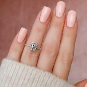 The Pave Natalie Set With A Emerald Moissanite