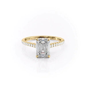 The Pave Natalie Set With A 2.5 Carat Emerald Moissanite