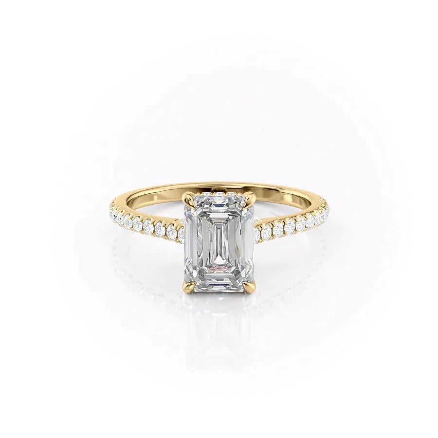 The Pave Natalie Set With A 2.5 Carat Emerald Lab Diamond